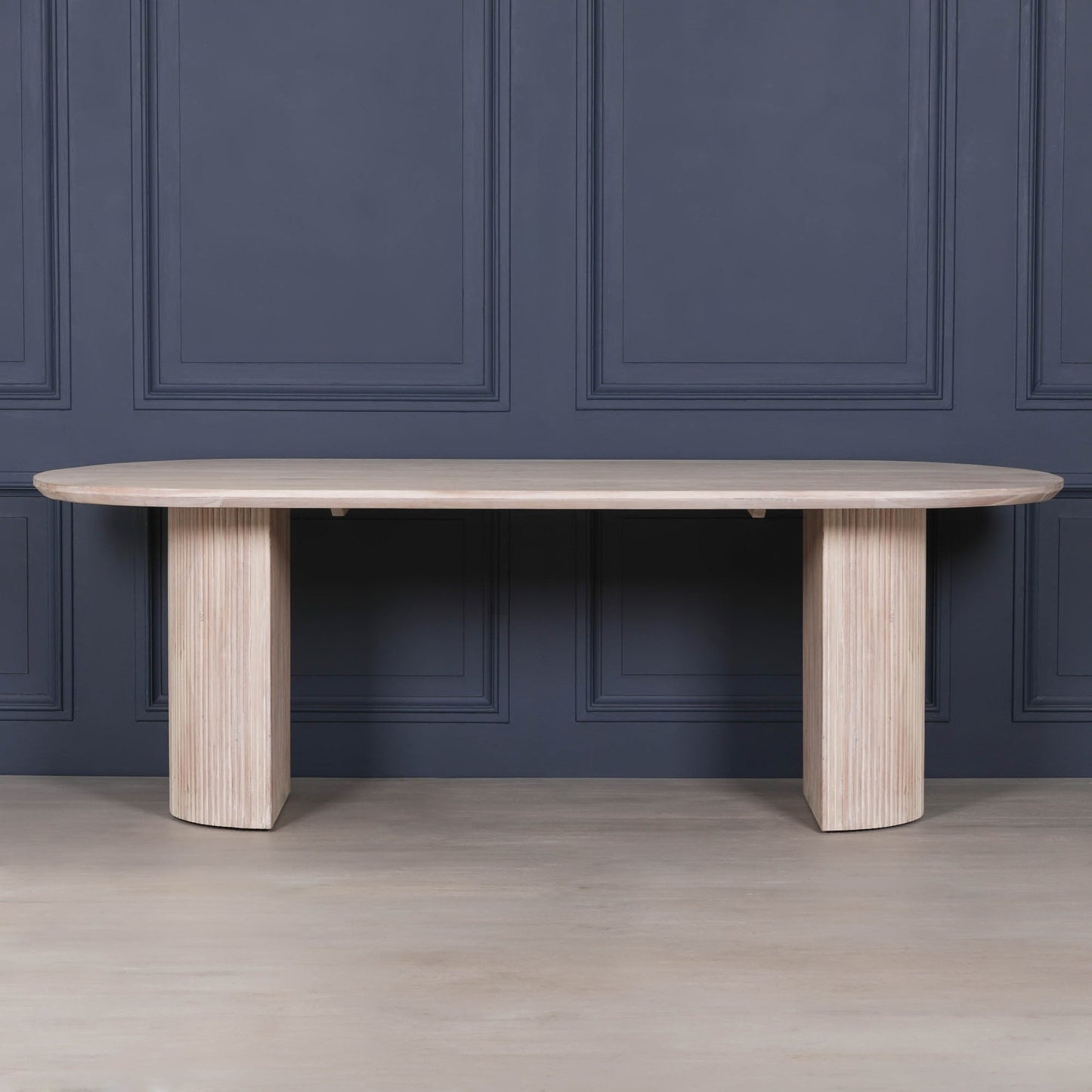 Handcrafted Blanche Acacia Fluted Oval Dining Table – GMF151