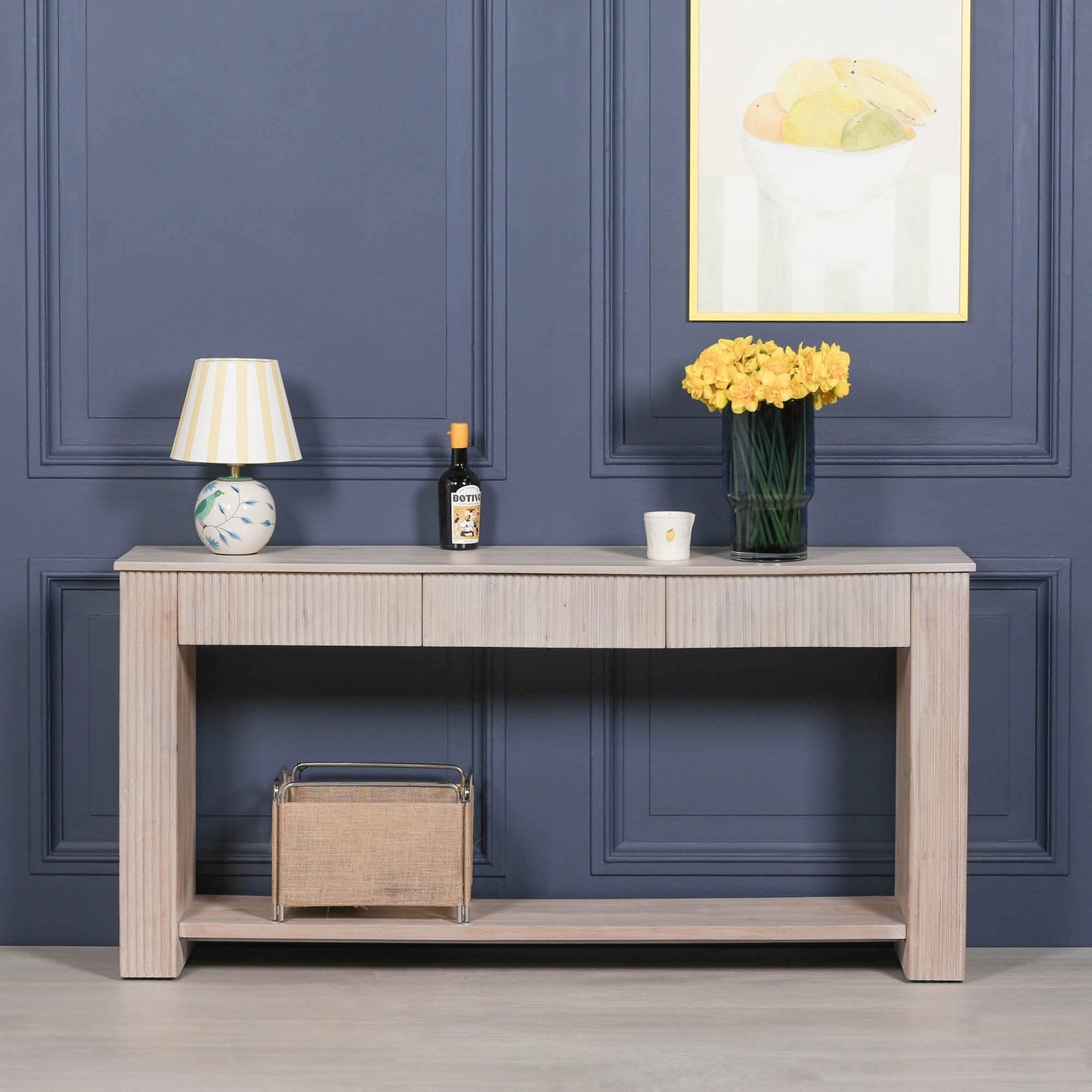Handcrafted Blanche Acacia Fluted Console Table – GMF590