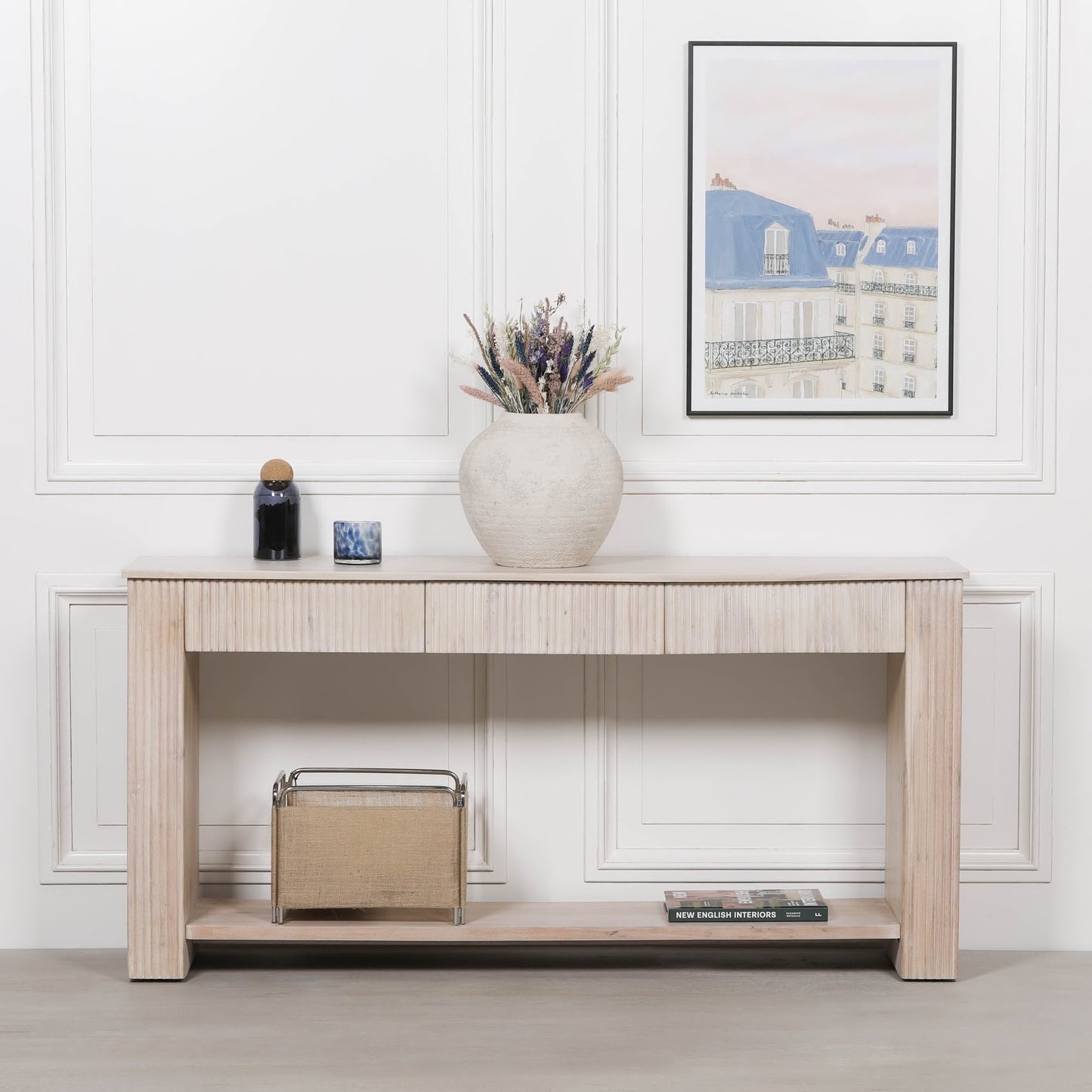Handcrafted Blanche Acacia Fluted Console Table – GMF590