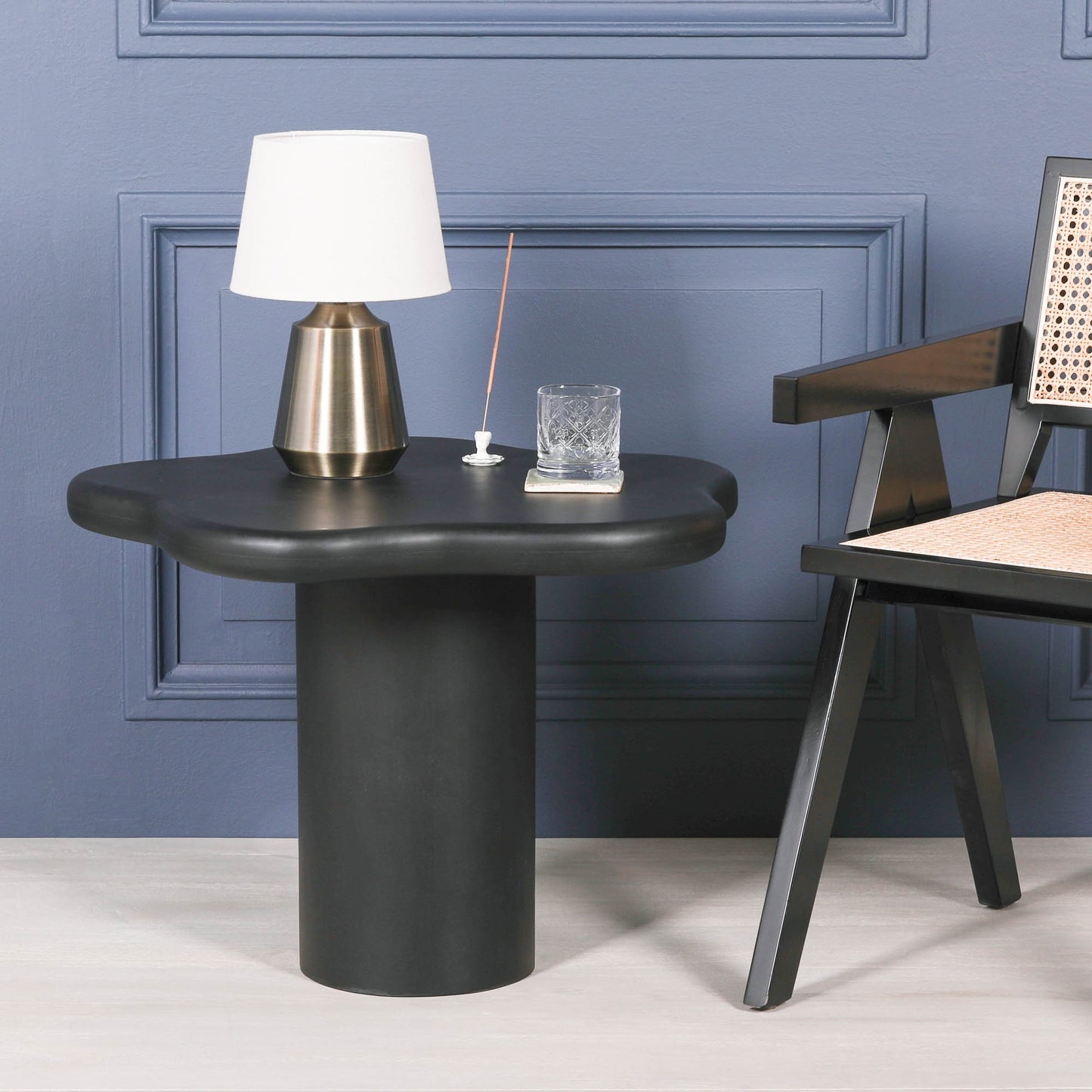 Handcrafted Black Painted Pebble Side Table – GMF710