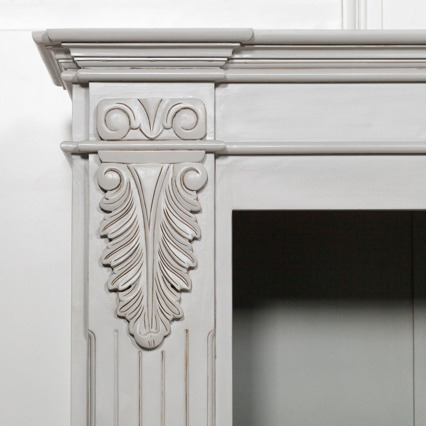 Handcrafted Large Grey Mahogany Open Bookcase with Corbel Detailing - GPF02