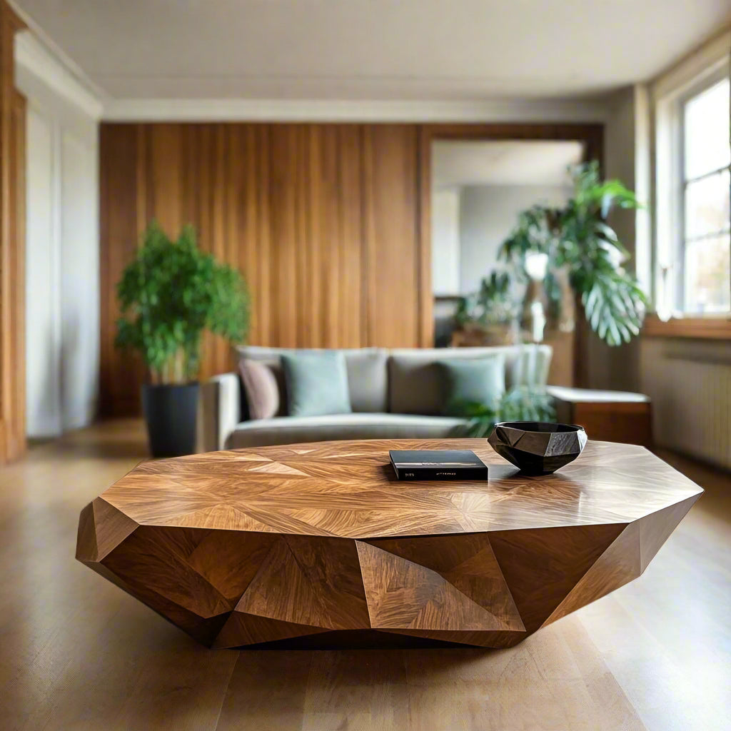 Luxury Artisanal Geometric Mango Wood Coffee Table - White Bear Furnishings