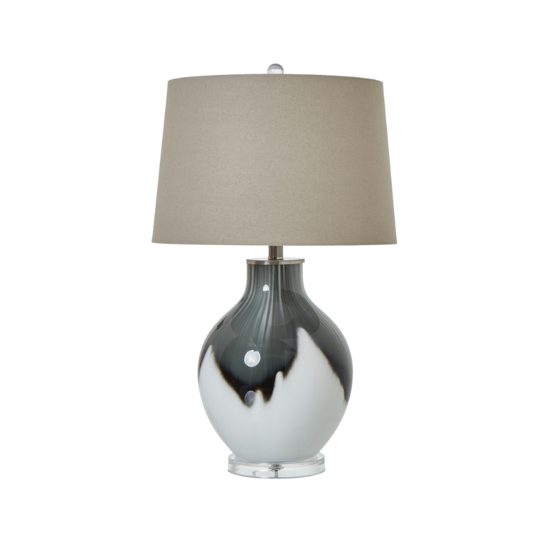 Handcrafted Grey Shadows Table Lamp With Linen Shade - 23733