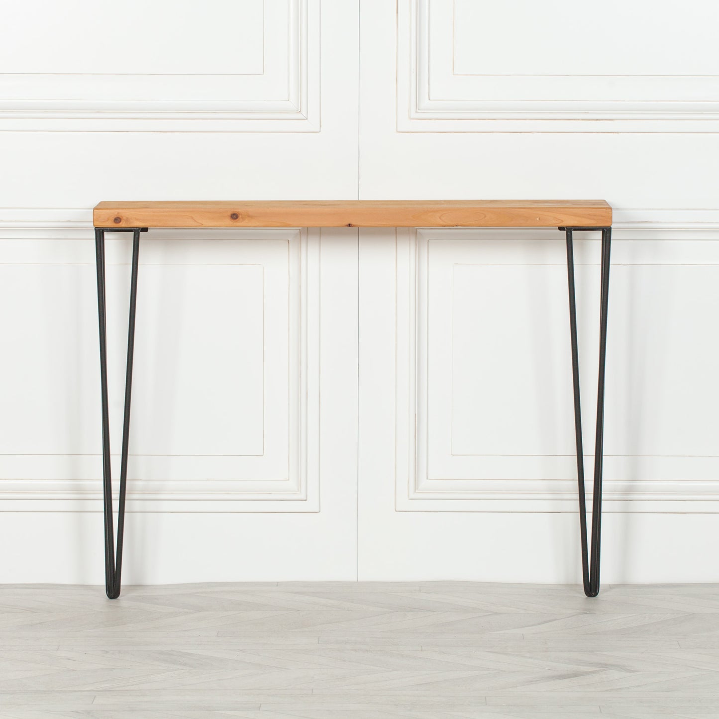 Maison Reproductions Rustic Wooden Hairpin Hall Console Table 77cm