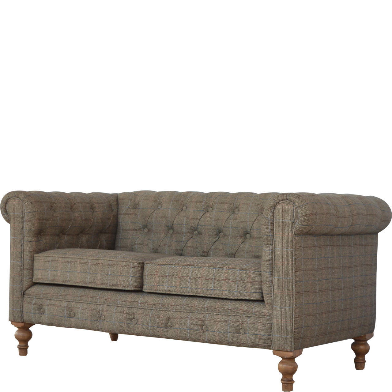 Handcrafted Artisanal Multi Tweed 2 Seat Chesterfield - IN075