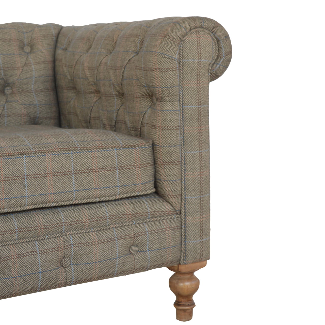 Handcrafted Artisanal Multi Tweed 2 Seat Chesterfield - IN075