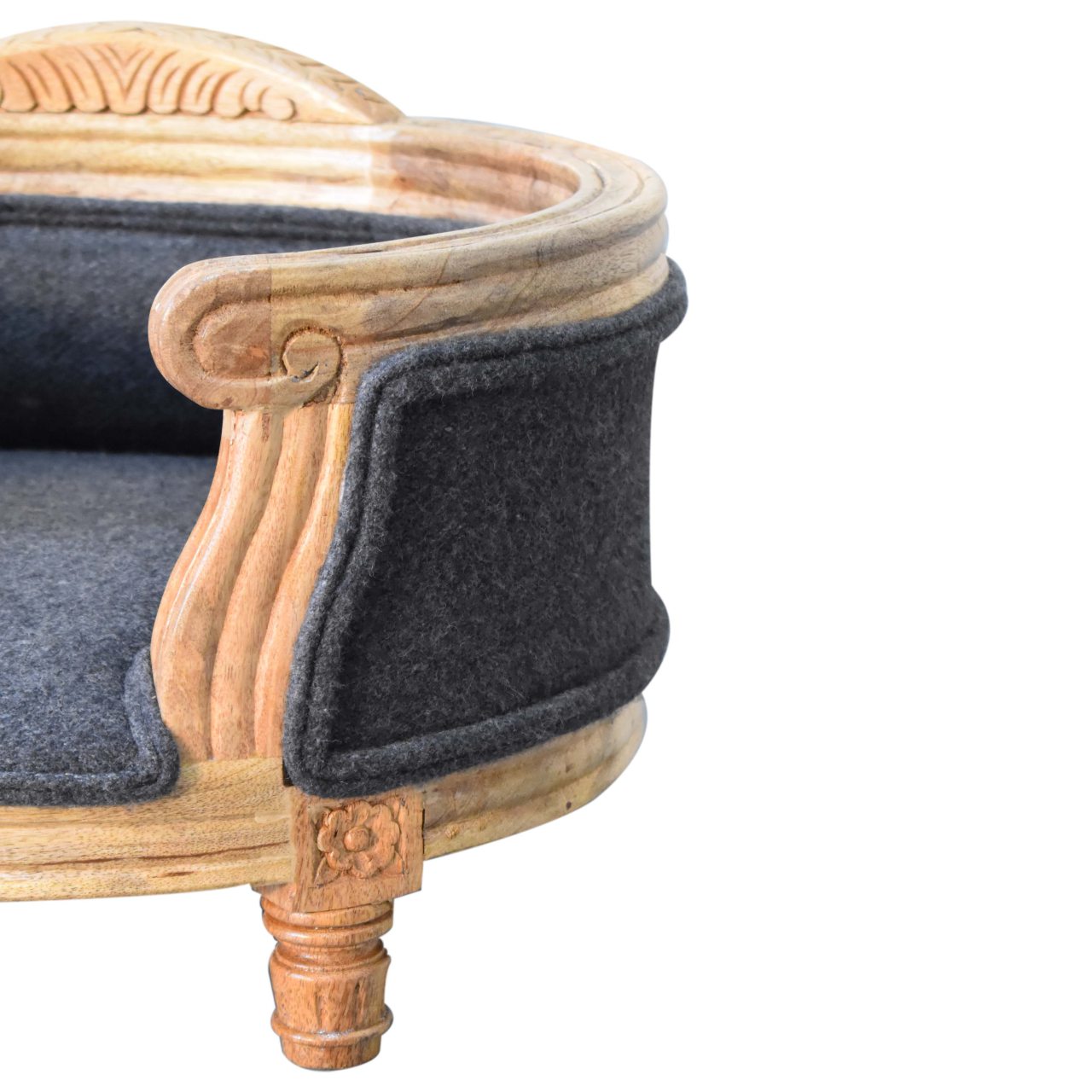 Carved Battleship Tweed Pet Bed - White Bear Furnishings