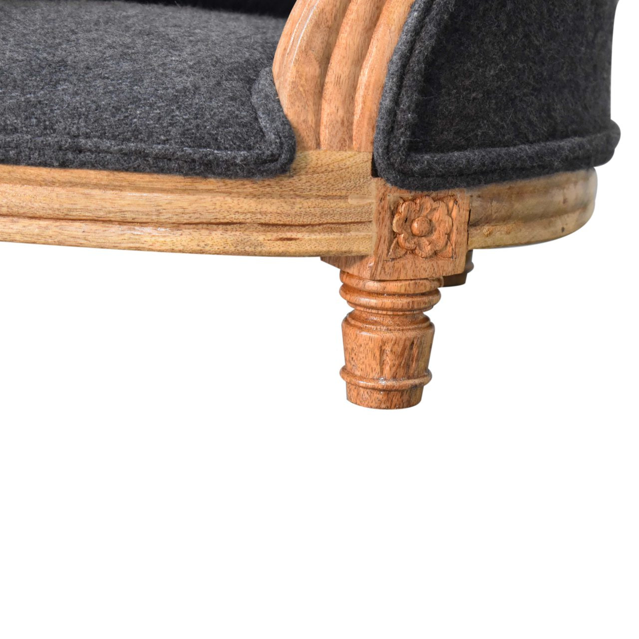 Carved Battleship Tweed Pet Bed - White Bear Furnishings