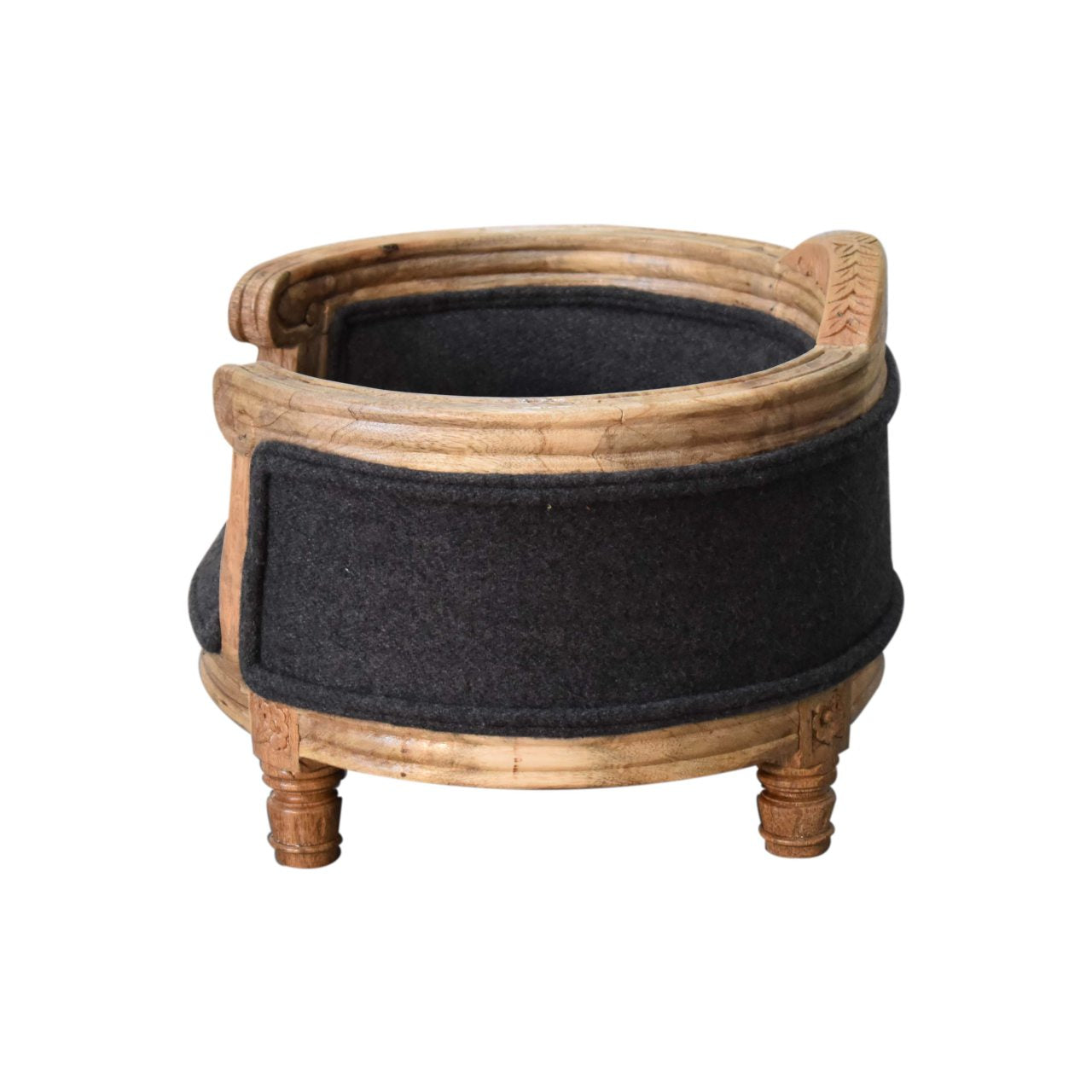 Carved Battleship Tweed Pet Bed - White Bear Furnishings