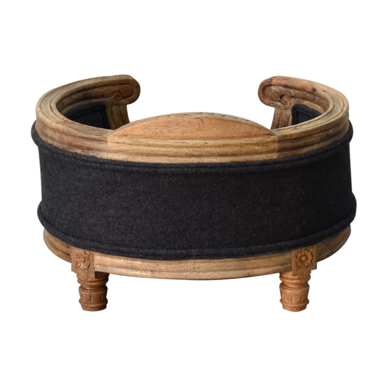 Carved Battleship Tweed Pet Bed - White Bear Furnishings
