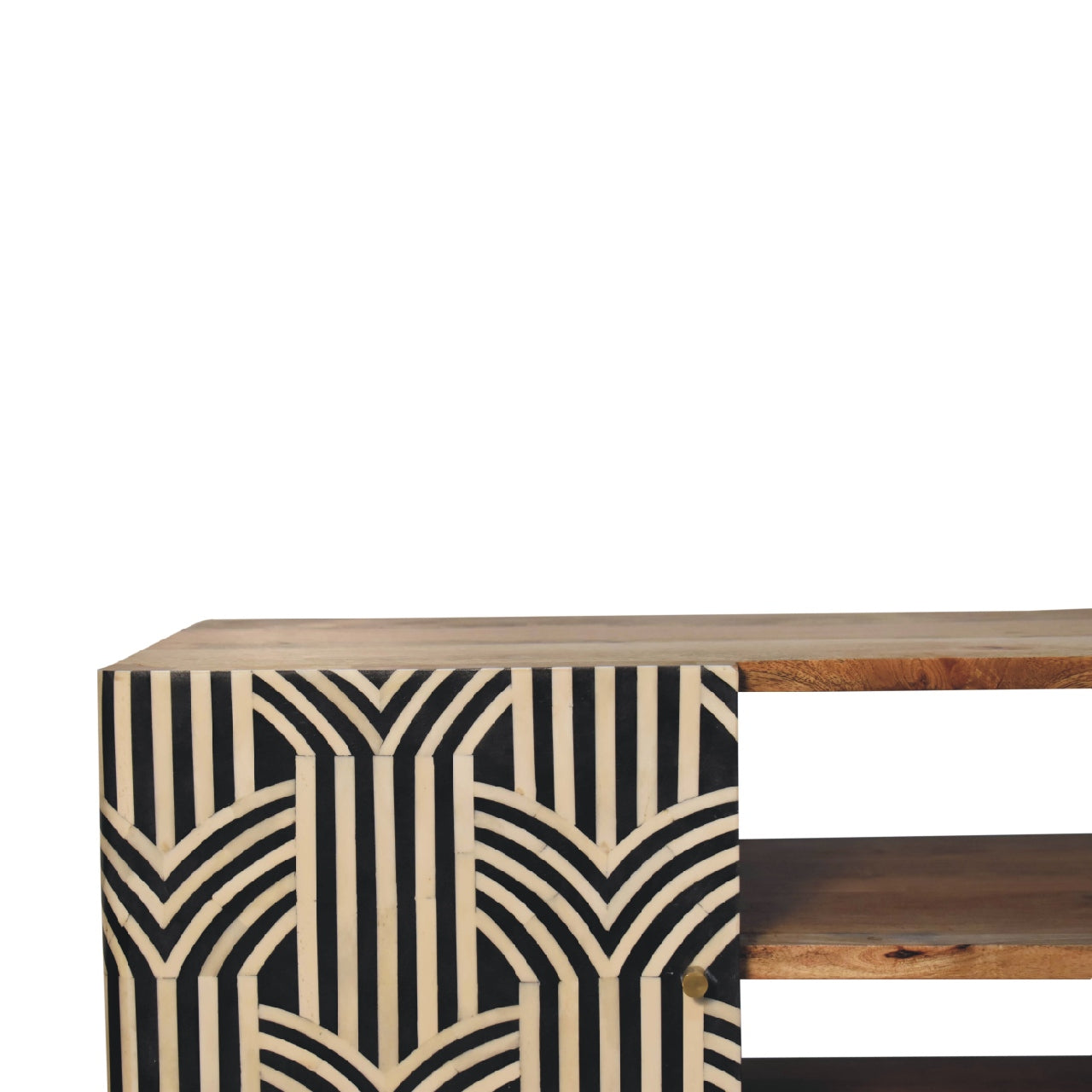 Handcrafted Edessa Solid Mango Wood and Bone Inlay Media Unit – IN3390
