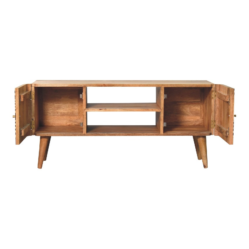 Handcrafted Edessa Solid Mango Wood and Bone Inlay Media Unit – IN3390