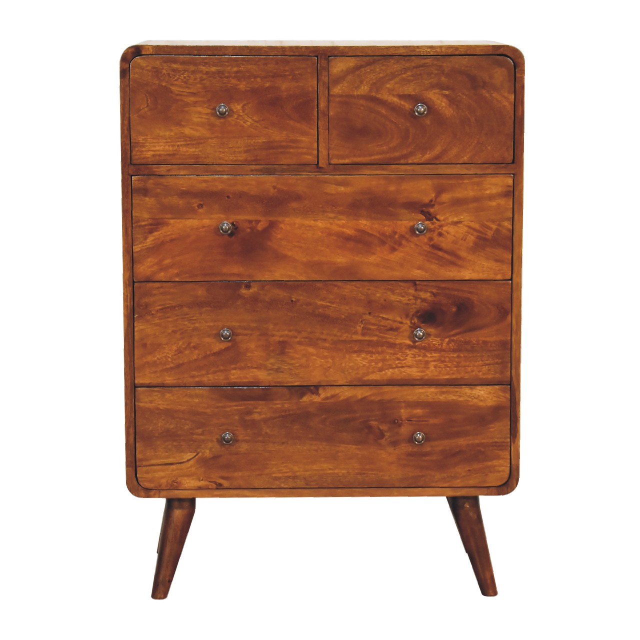 2 over 3 Curved Chestnut Chest - White Bear Furnishings