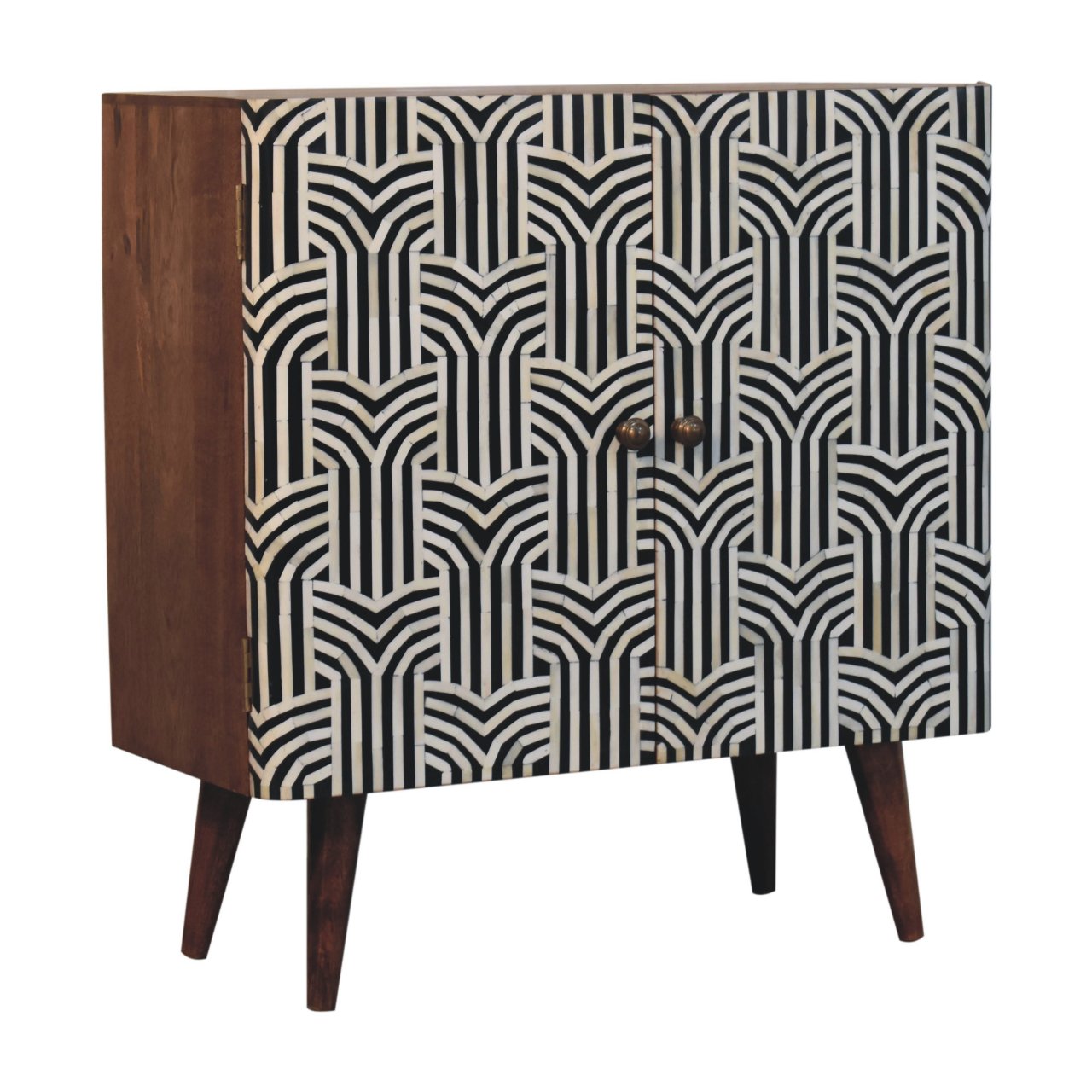 Handcrafted Honey Caramel Edessa Bone Inlay Cabinet - IN3801