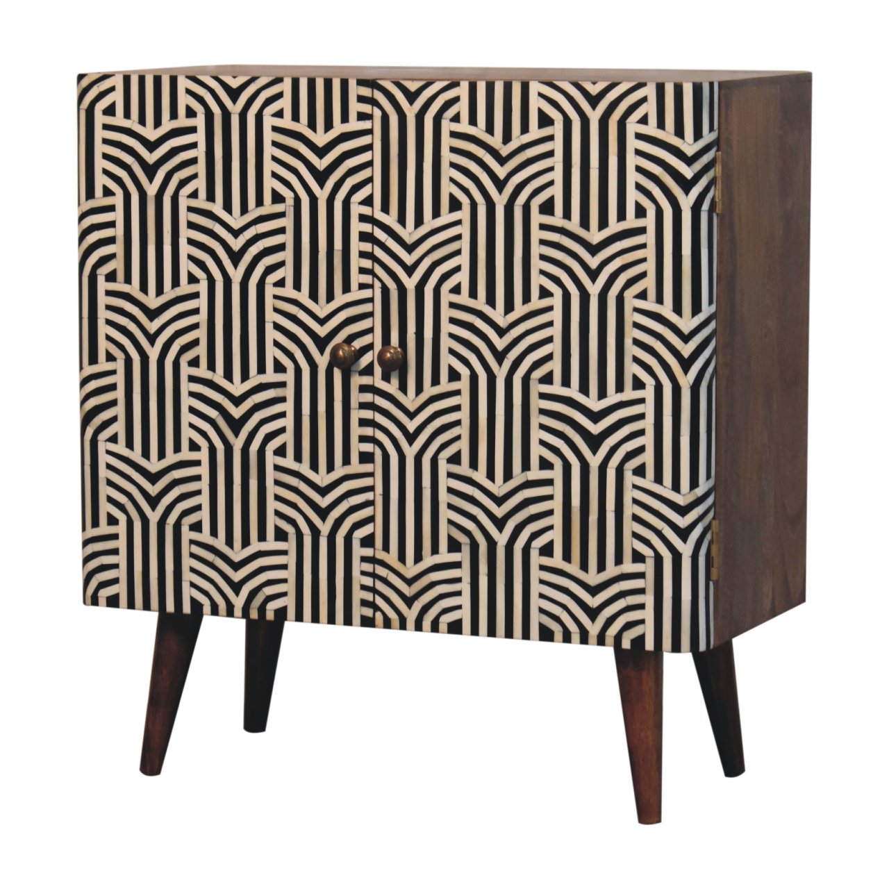 Handcrafted Honey Caramel Edessa Bone Inlay Cabinet - IN3801