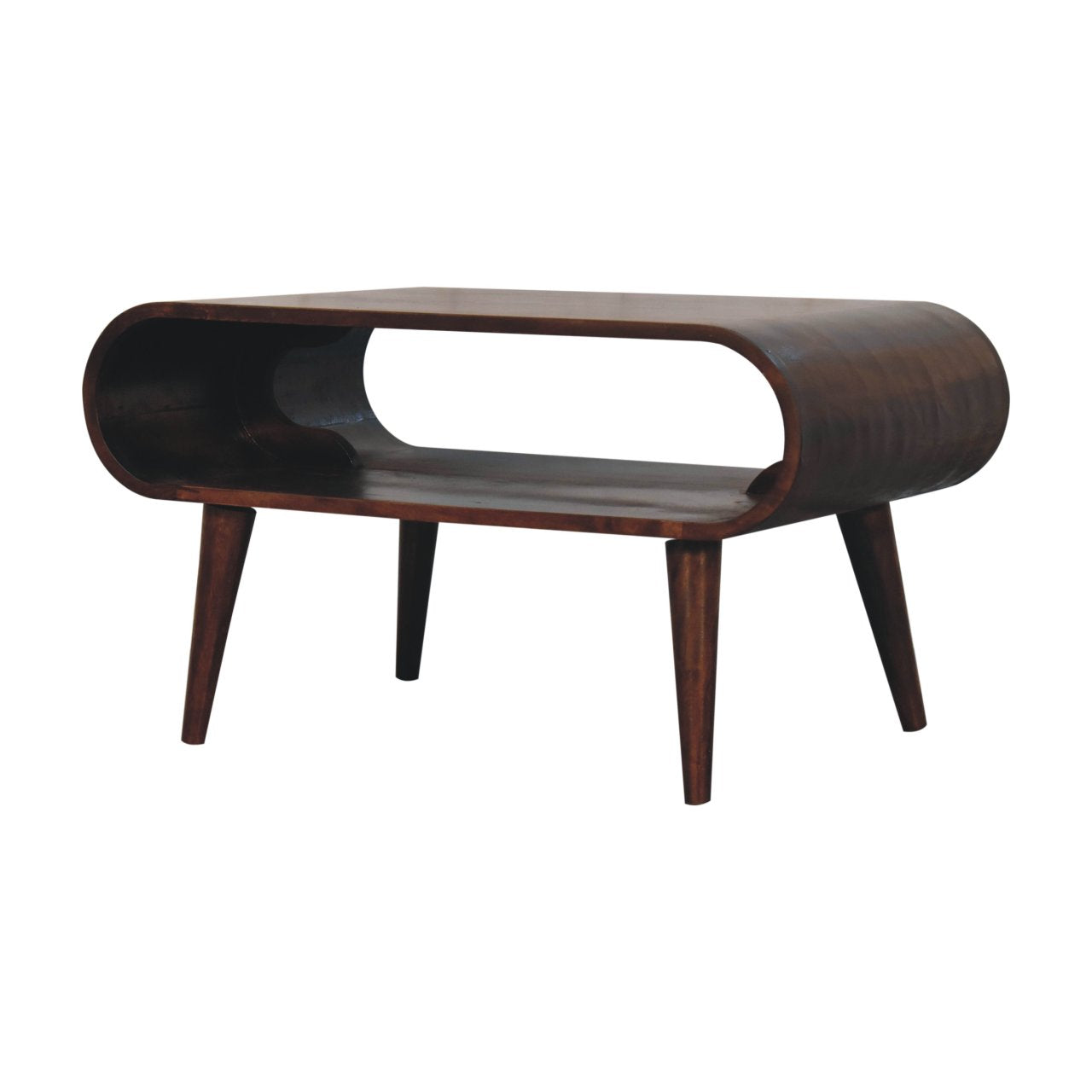 oval coffee table with 4 legs on a white background