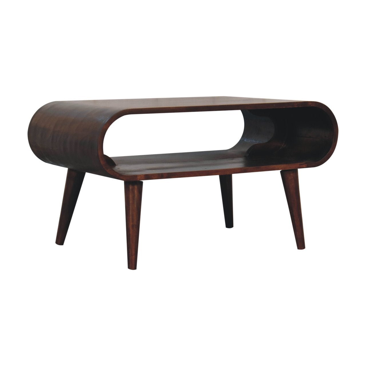 oval coffee table with 4 legs on a white background