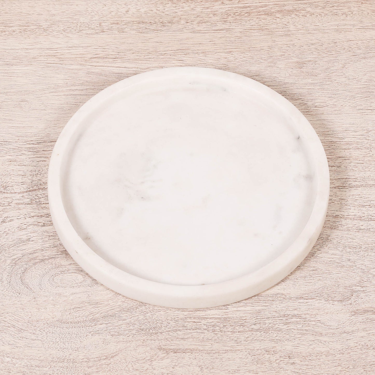 Round 25cm Natural White Marble Tray - KAM111
