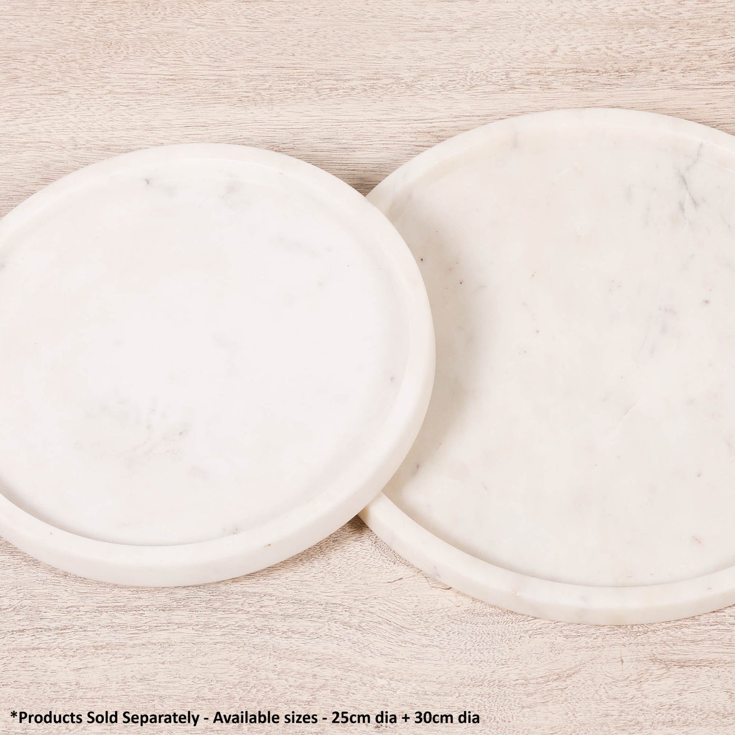Round 30cm Natural White Marble Tray - KAM122