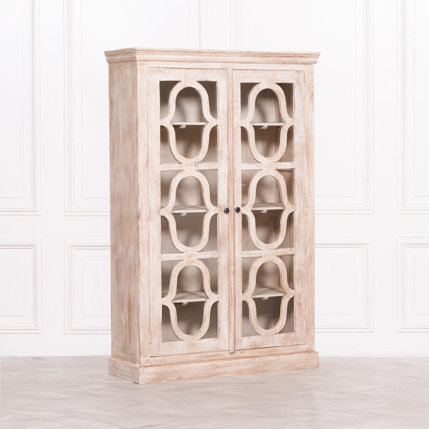 Handcrafted Rustic Mango Wood Ornate Display Cabinet – KFA113