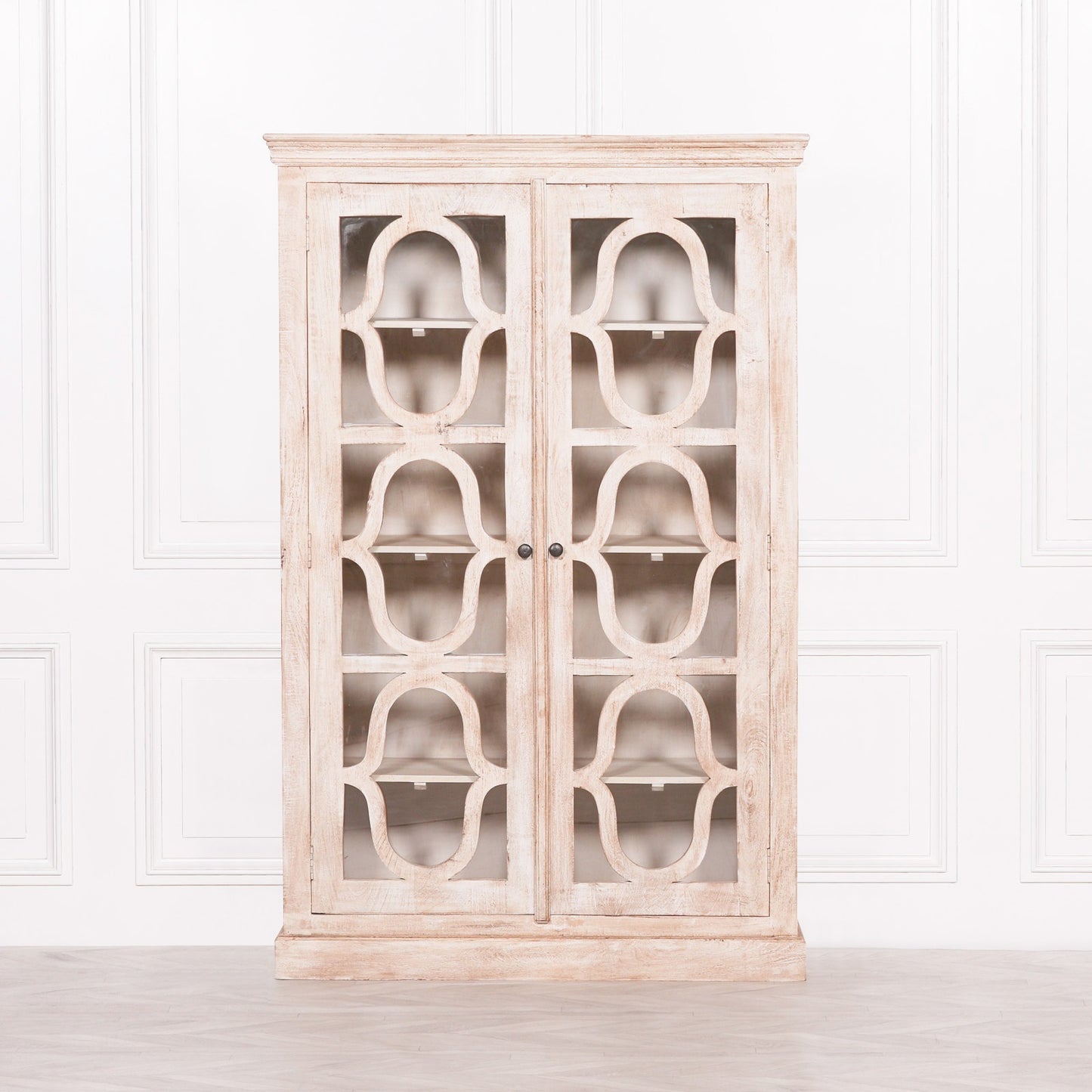 Handcrafted Rustic Mango Wood Ornate Display Cabinet – KFA113