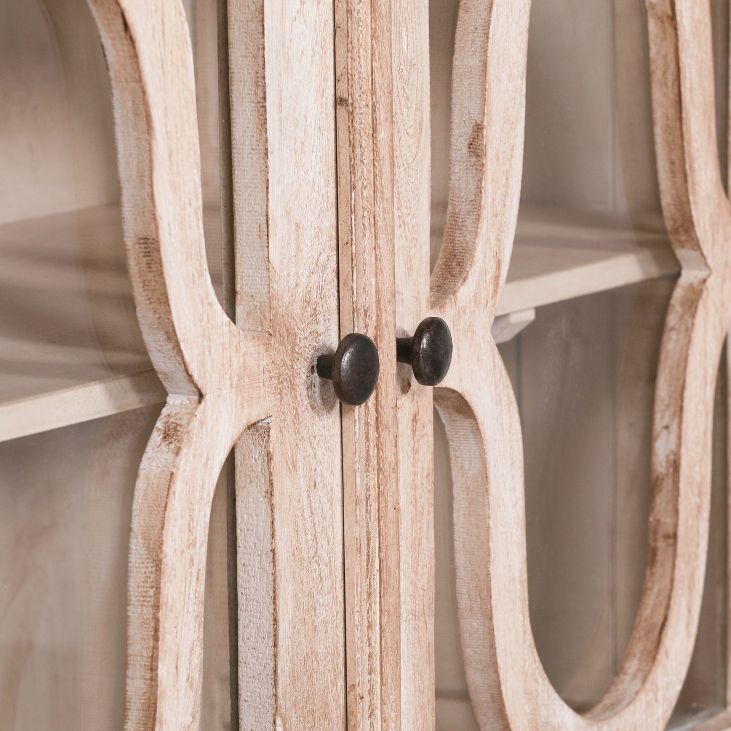 Handcrafted Rustic Mango Wood Ornate Display Cabinet – KFA113