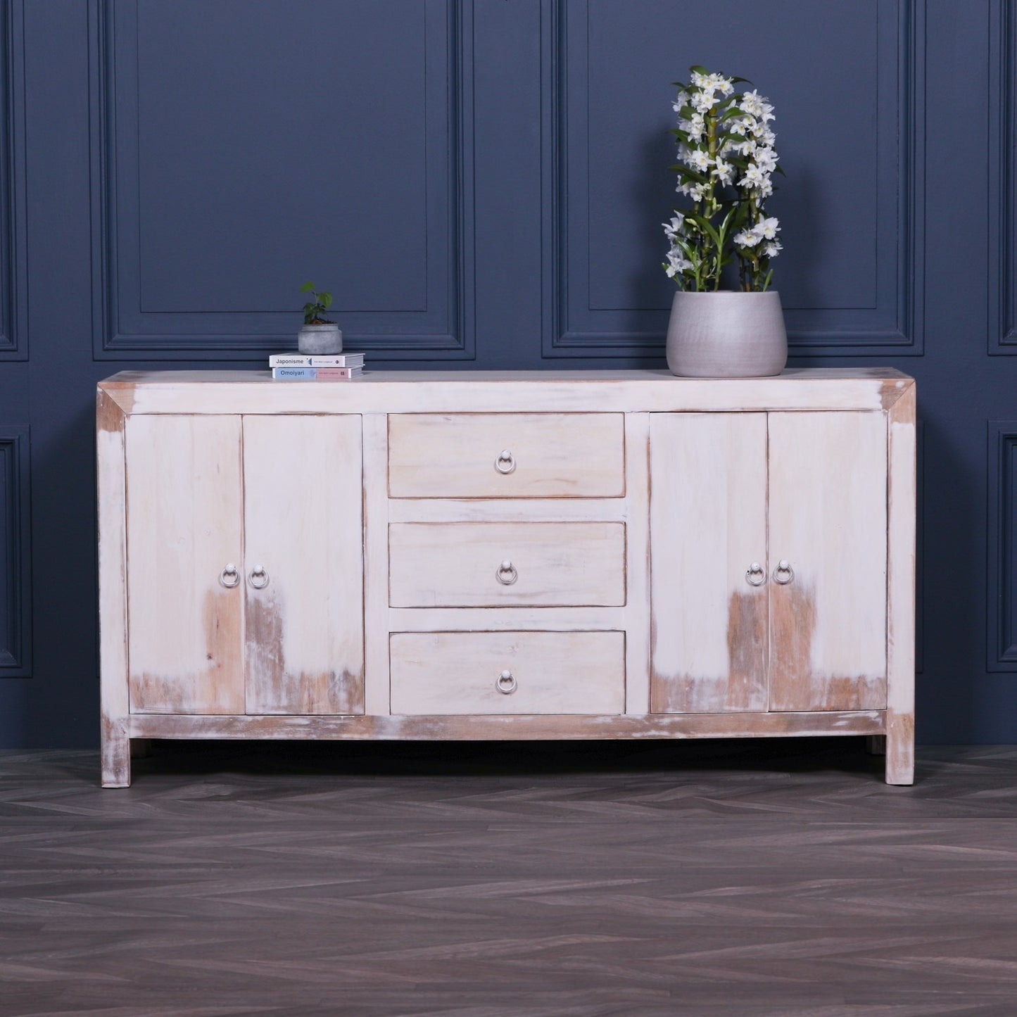 Maison Reproductions White Distressed Oriental Sideboard - KFA136
