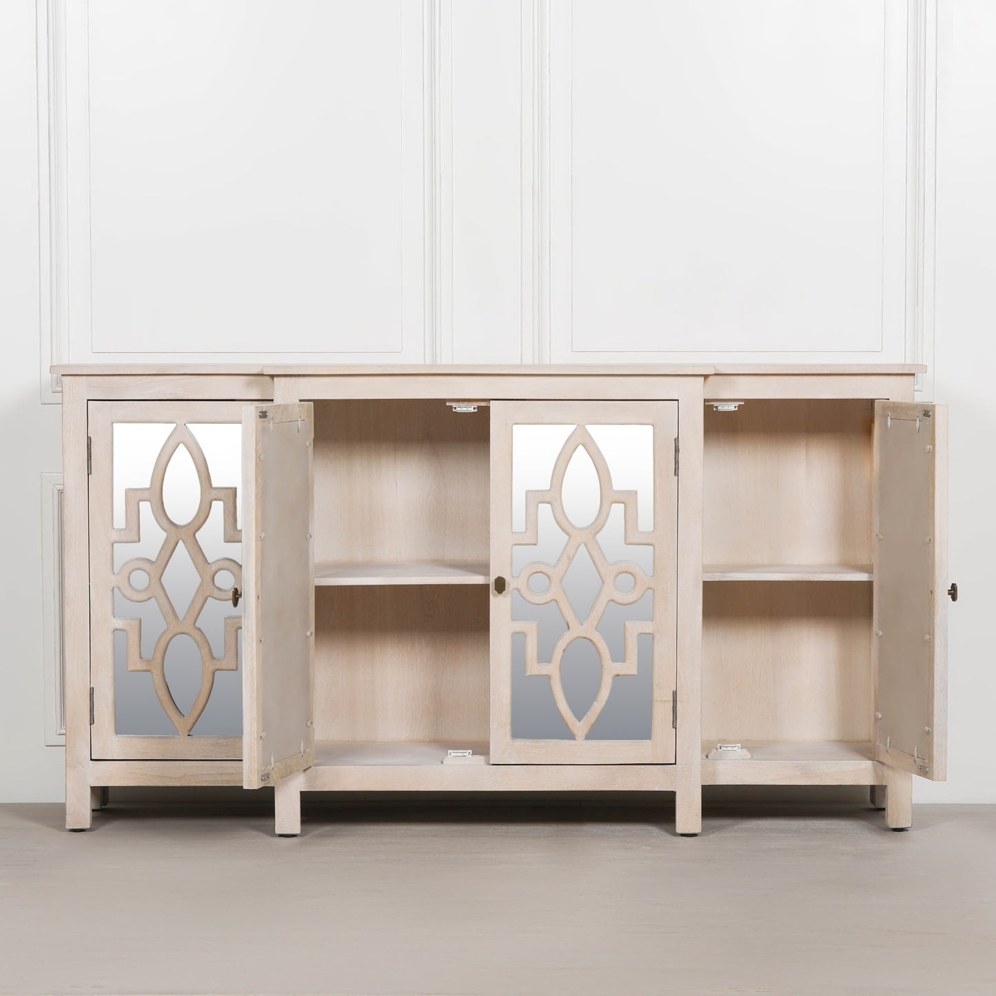 Maison Reproductions Wooden 4 Door Mirrored Breakfront Sideboard - KFA564