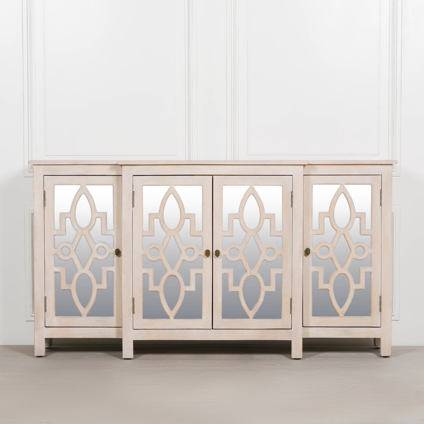 Maison Reproductions Wooden 4 Door Mirrored Breakfront Sideboard - KFA564