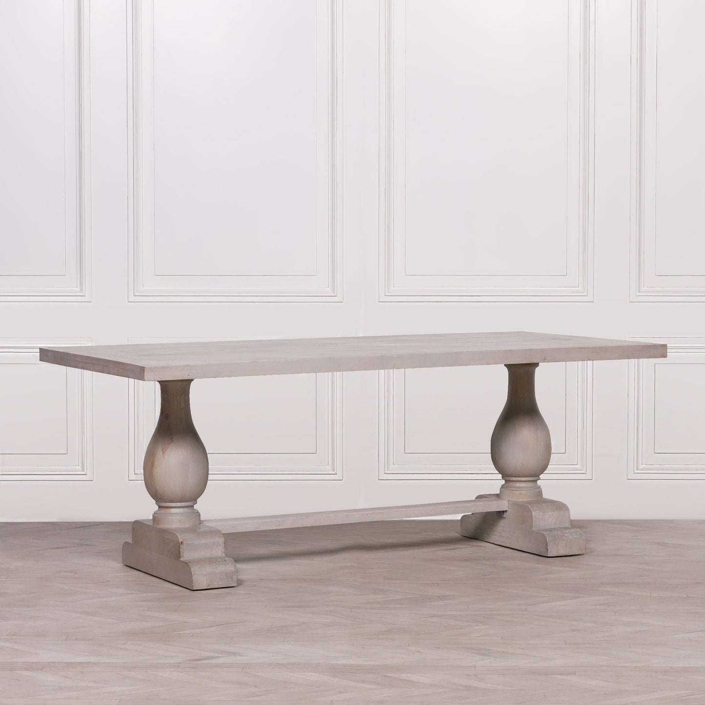 Maison Reproductions Blanche Wood Rustic Washed Rectangular Dining Table 210cm - KFA940 - White Bear Furnishings