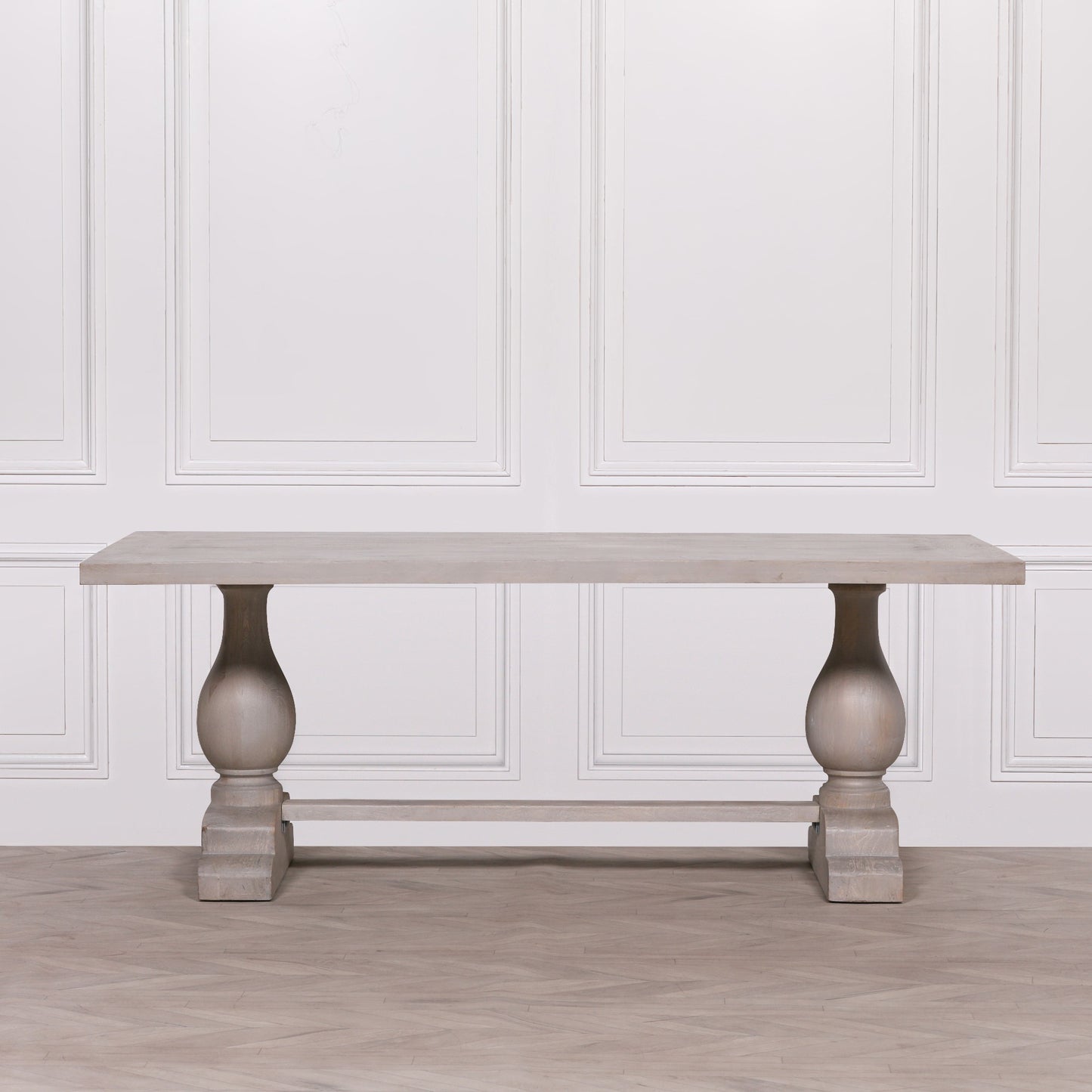 Maison Reproductions Blanche Wood Rustic Washed Rectangular Dining Table 210cm - KFA940 - White Bear Furnishings