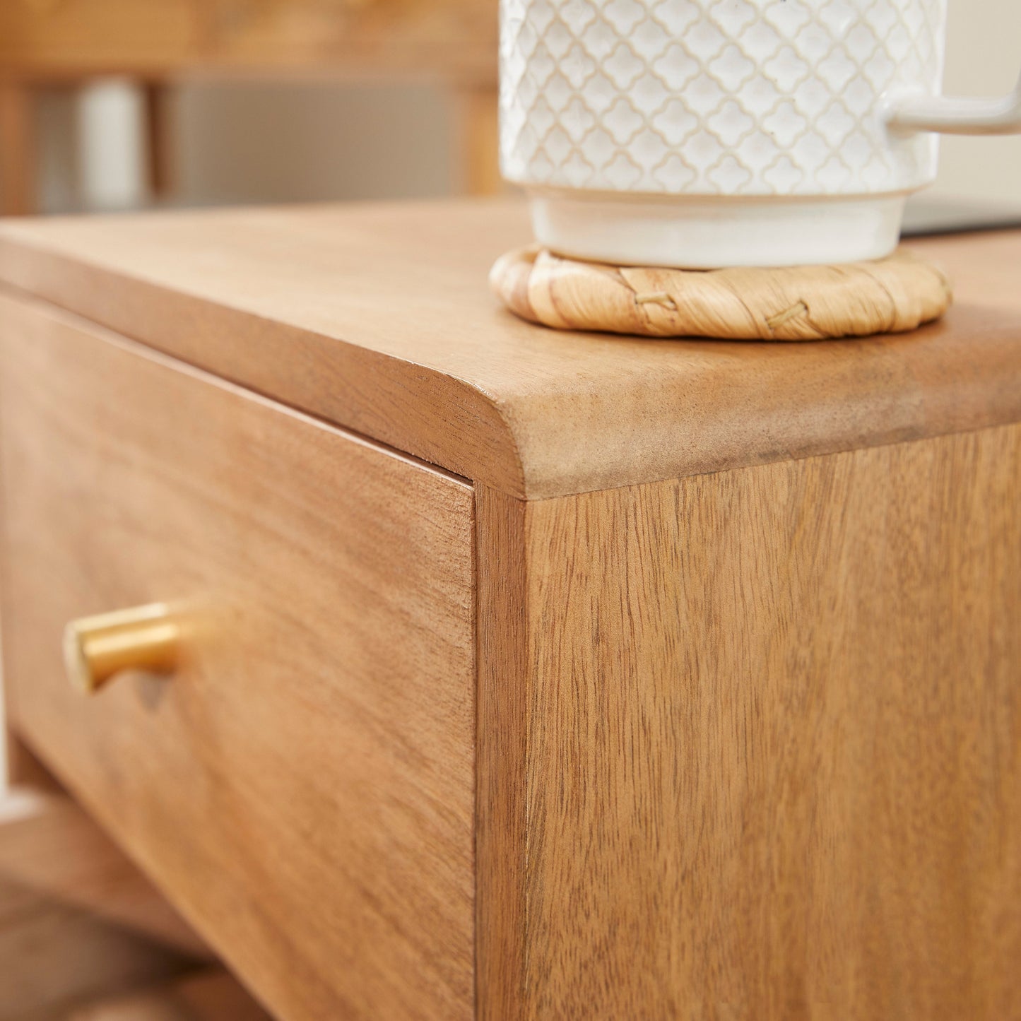 Fishe & Lilly Scandinavian Light Walnut Logan Narrow Bedside Table