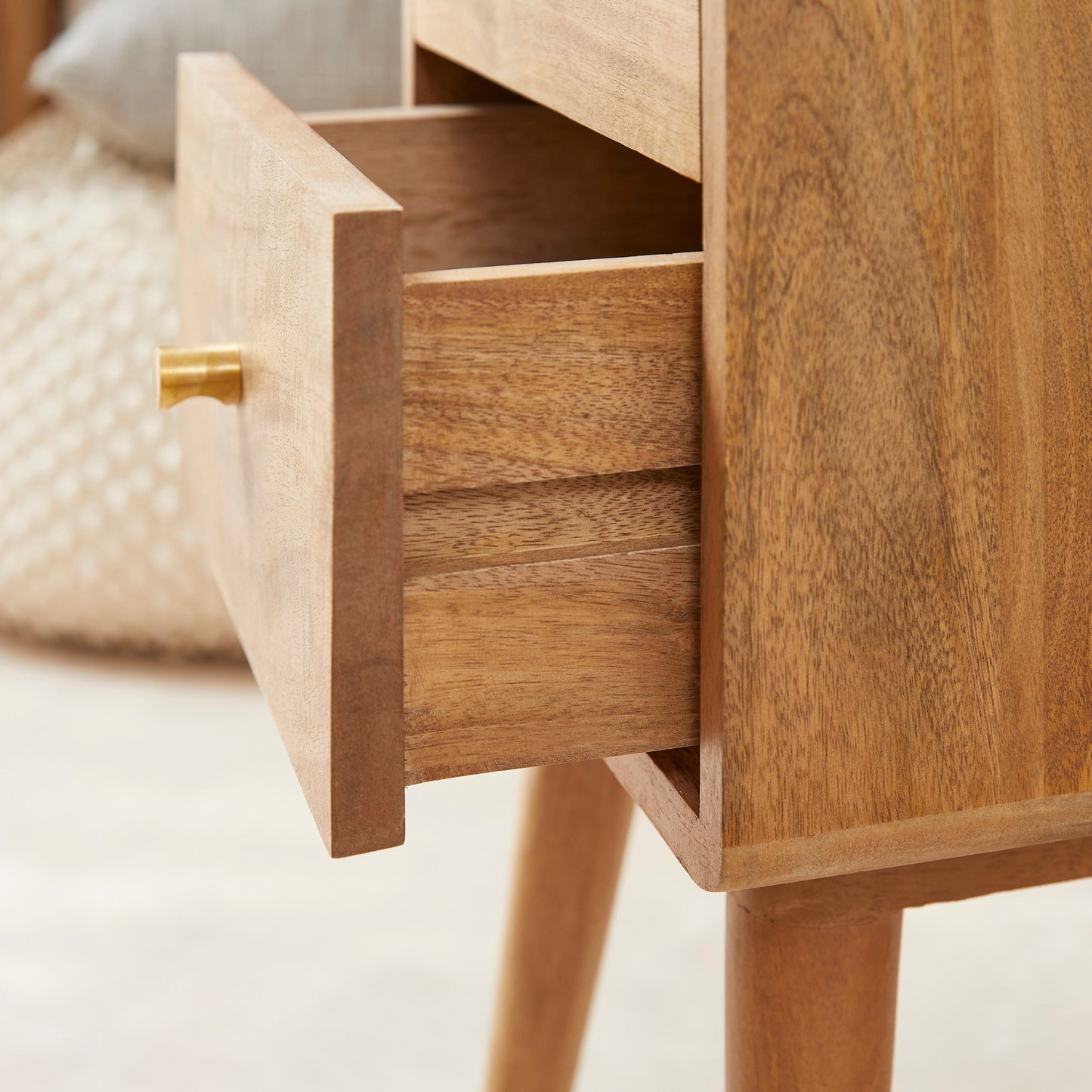 Fishe & Lilly Scandinavian Light Walnut Logan Narrow Bedside Table