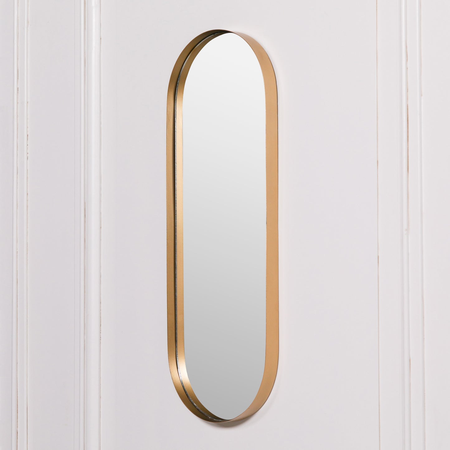75cm Gold Slim Oval Wall Mirror - MWA096 - White Bear Furnishings