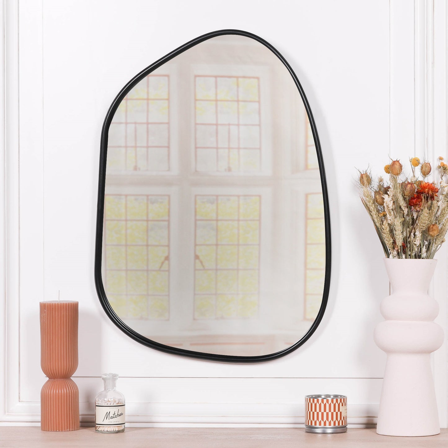 Black Framed Asymmetrical Wall Mirror - MWA681
