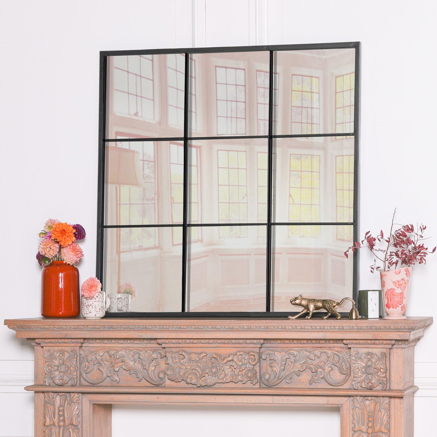 Black Metal 90cm Window Mirror - MWA811