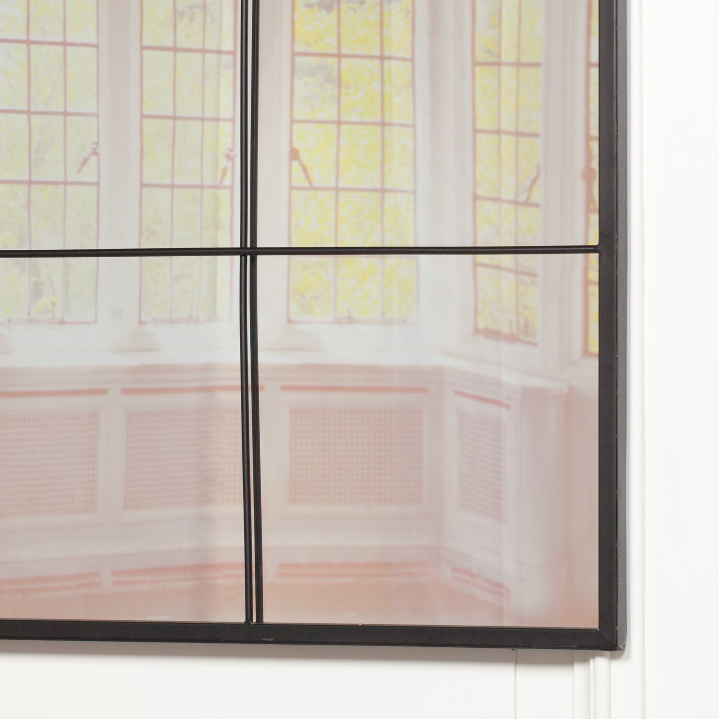 Black Metal 90cm Window Mirror - MWA811