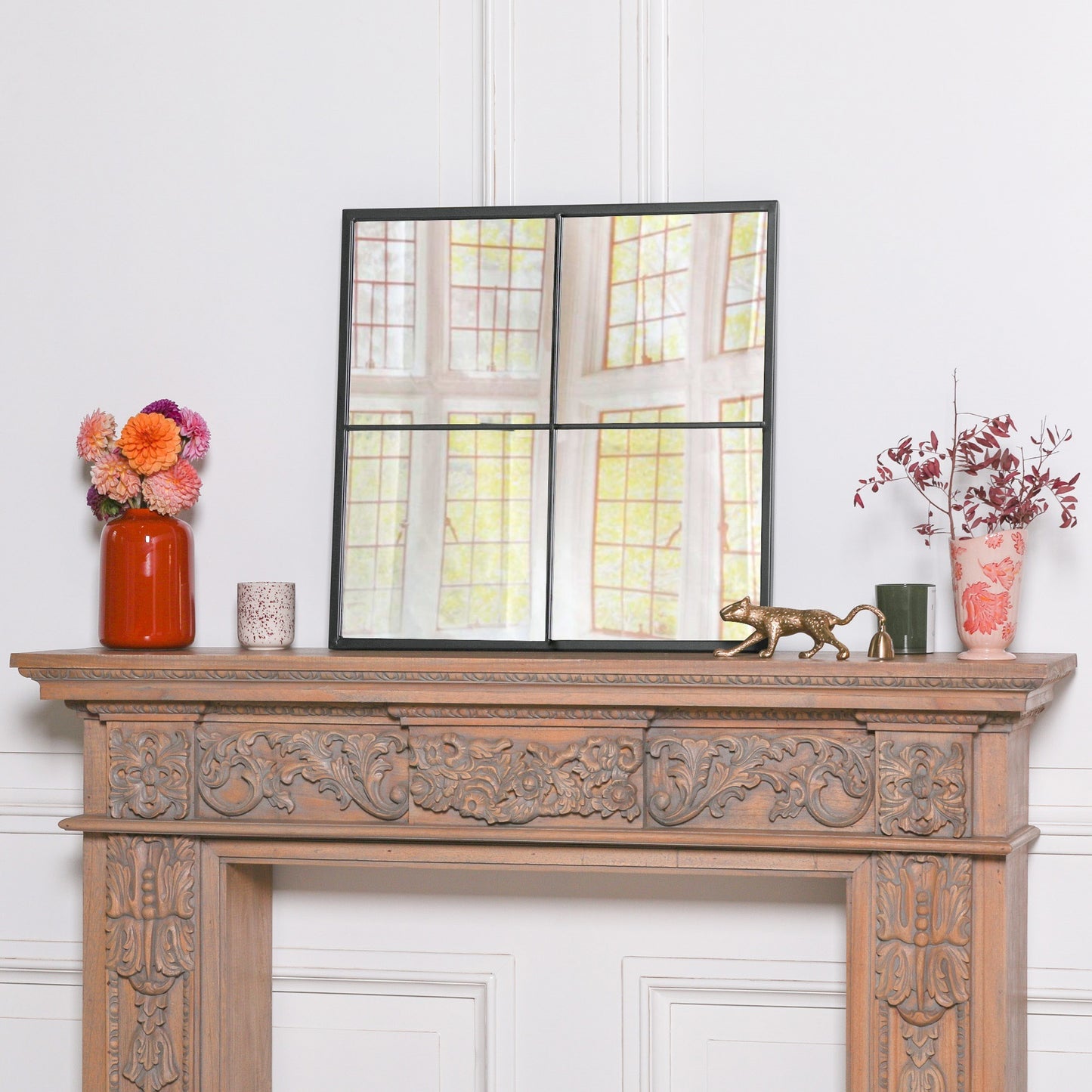 Black Metal 60cm Window Mirror - MWA813