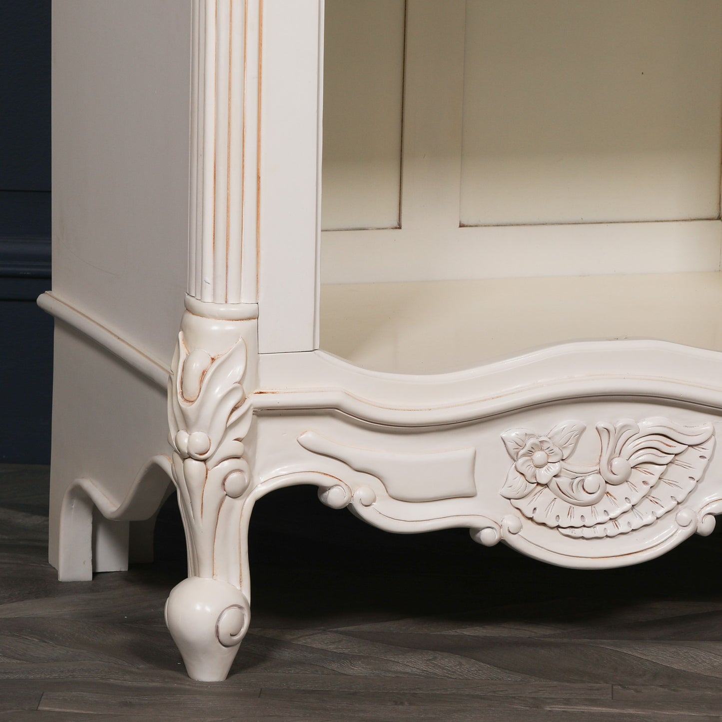 Handcrafted White French Style Mahogany Carved Bookcase - MWF11 - White Bear Furnishings