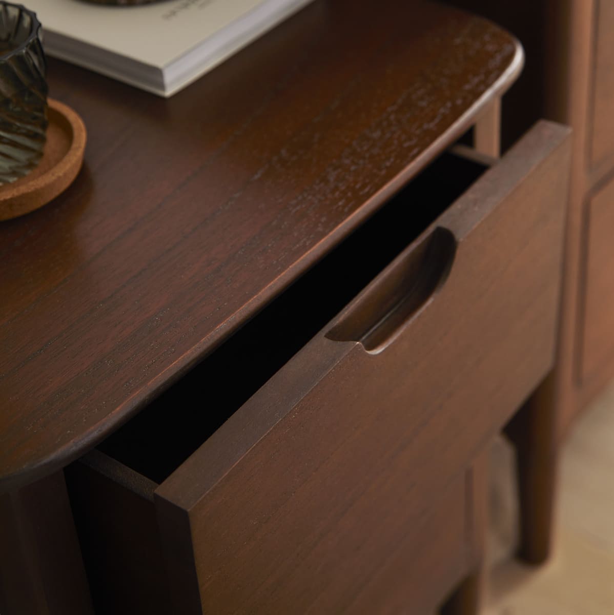 Fishe & Lilly Norway Walnut Wooden Bedside Table - White Bear Furnishings