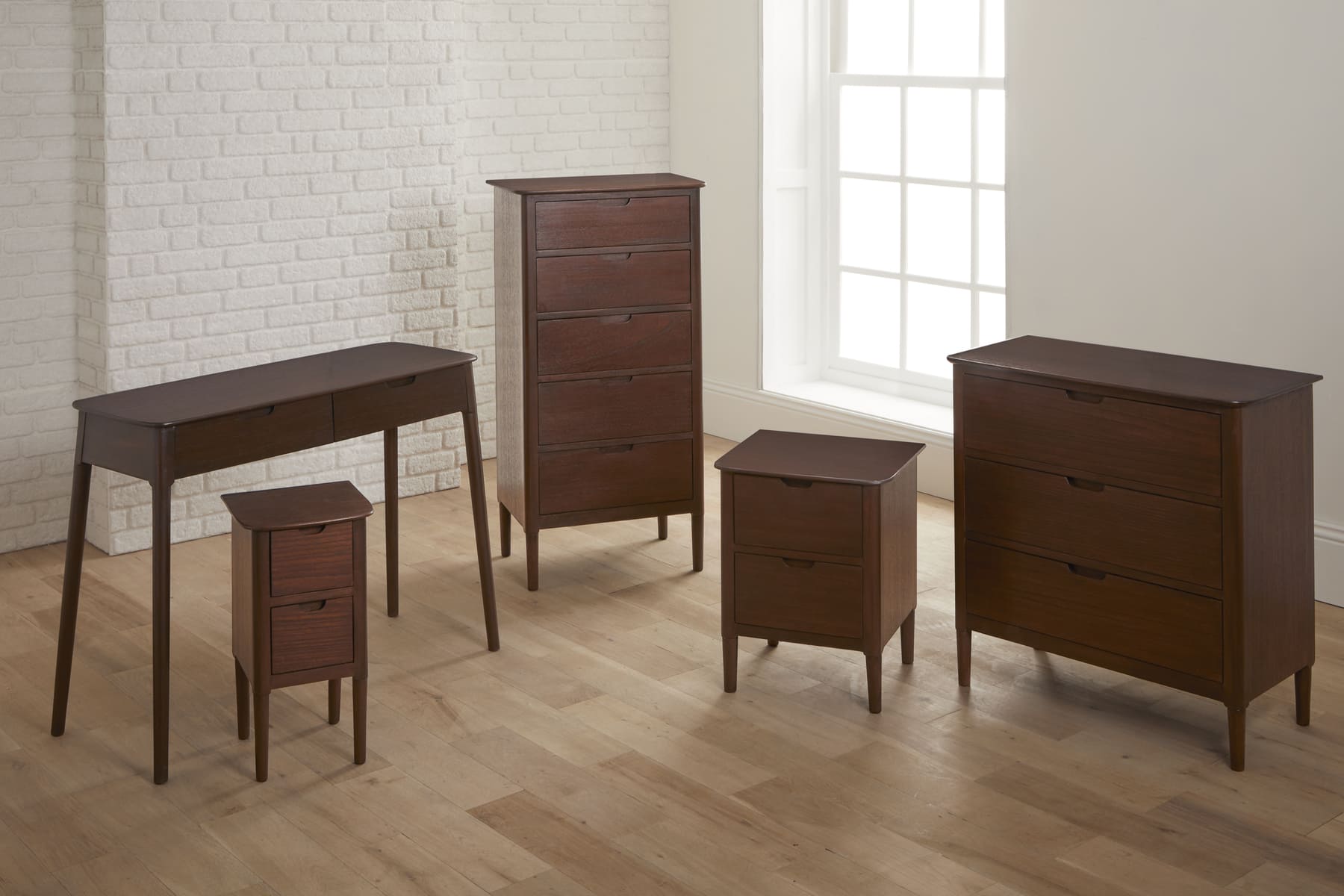 Fishe & Lilly Norway Walnut Wooden Bedside Table - White Bear Furnishings