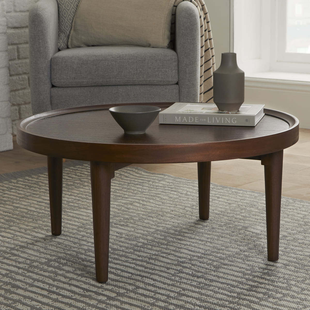 Fishe & Lilly Norway Walnut Round Coffee Table - White Bear Furnishings