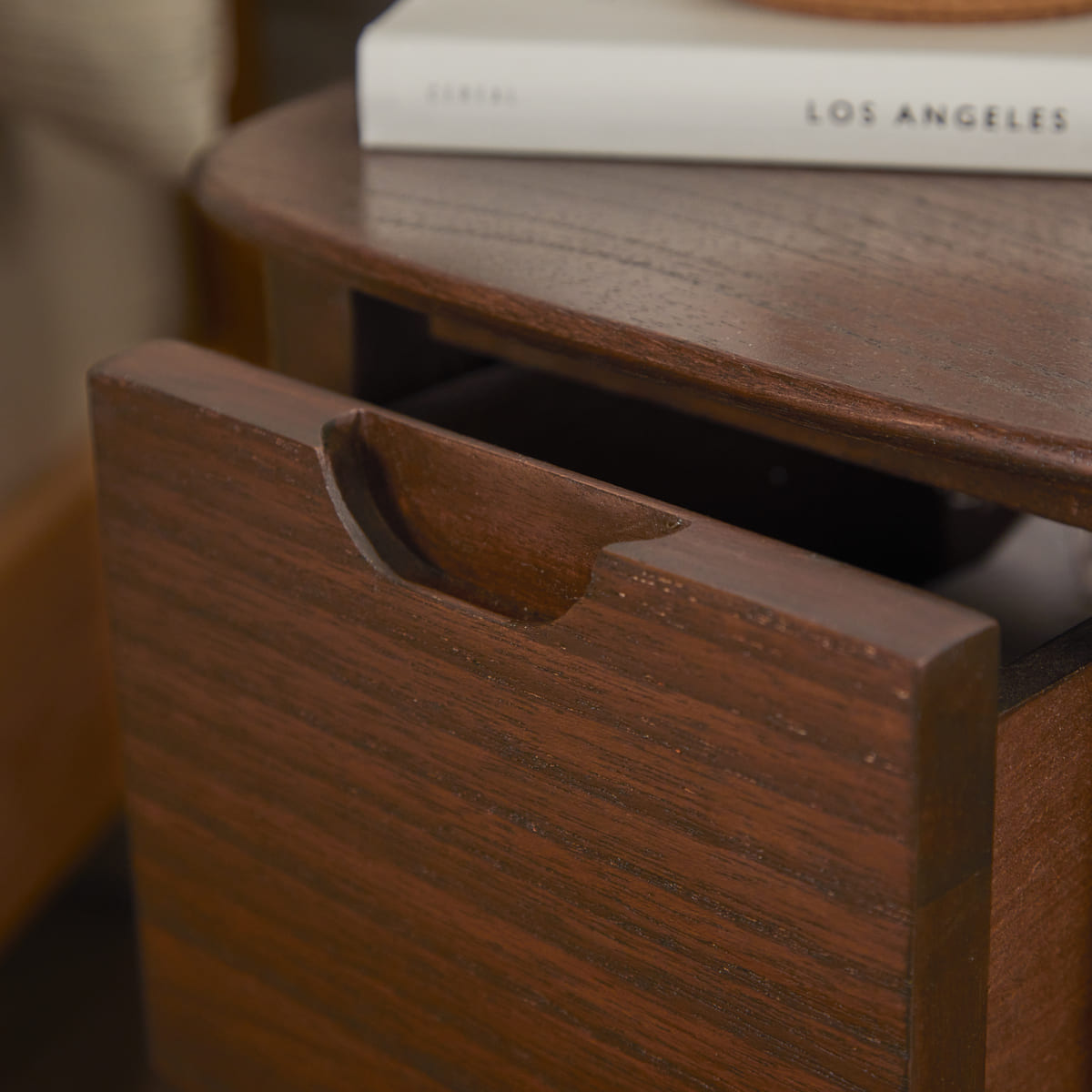 Fishe & Lilly Norway Narrow Walnut Bedside Table - White Bear Furnishings