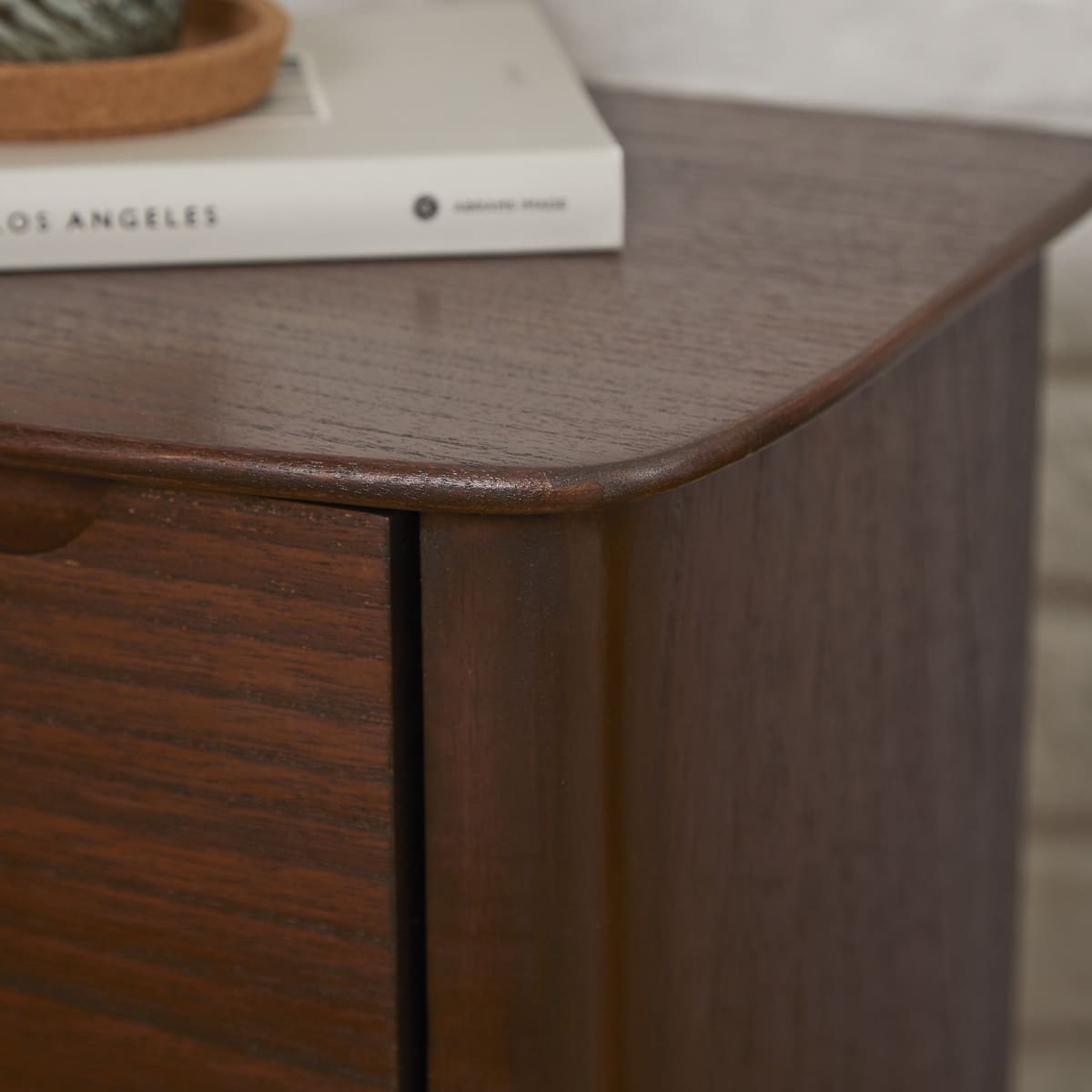 Fishe & Lilly Norway Narrow Walnut Bedside Table - White Bear Furnishings