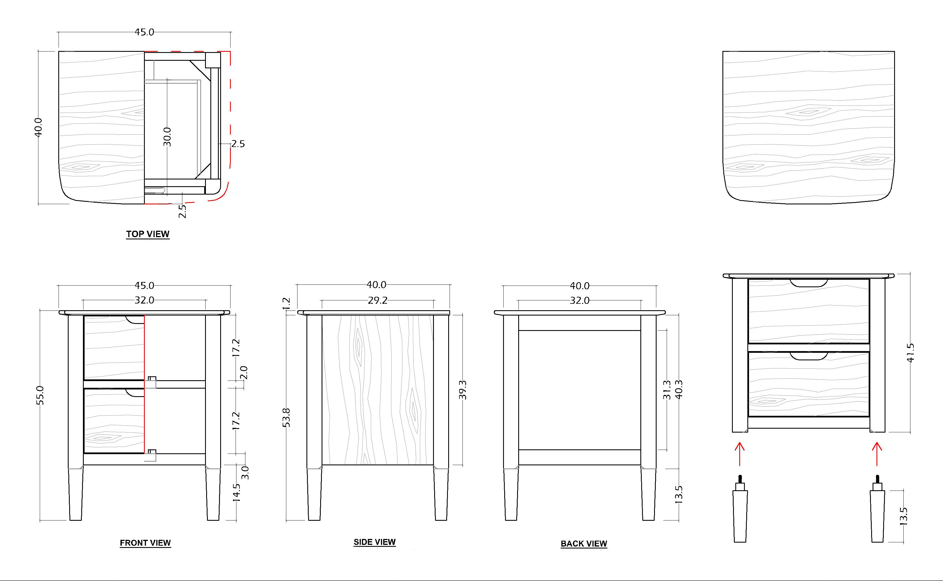 Fishe & Lilly Norway Walnut Wooden Bedside Table - White Bear Furnishings