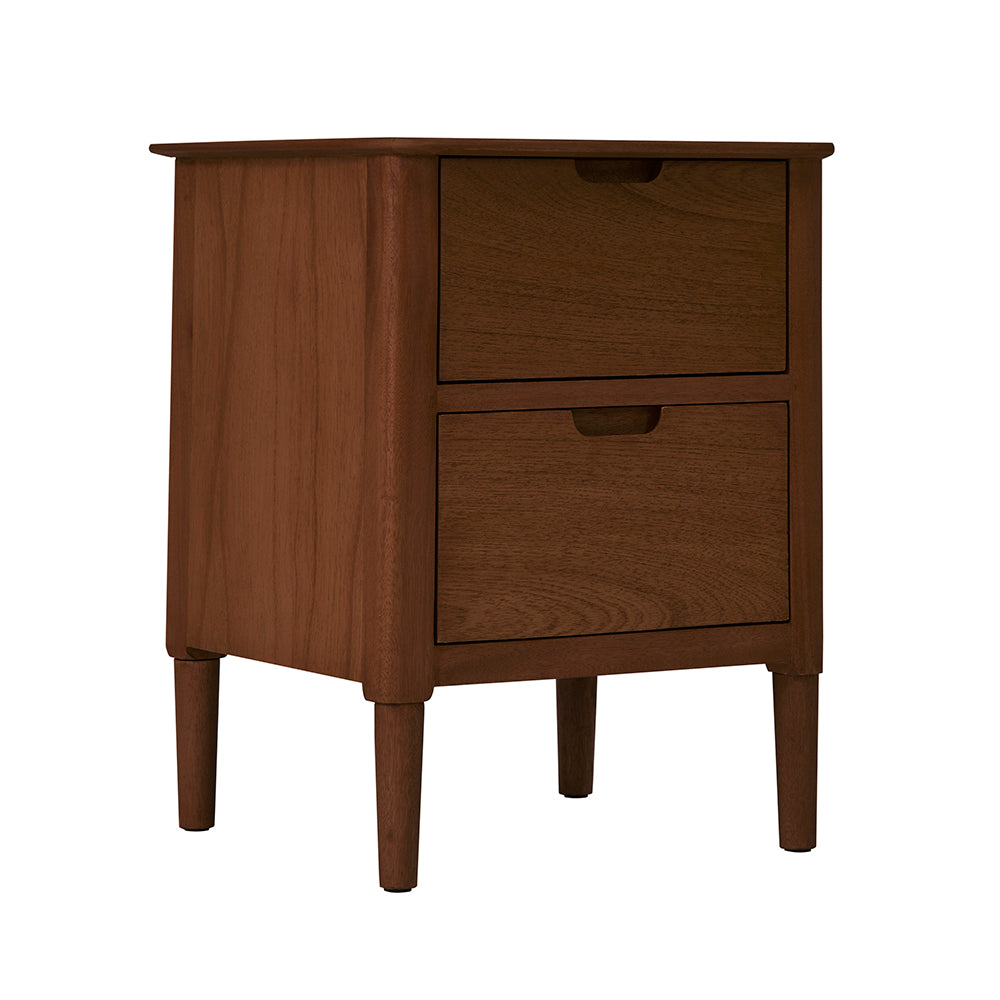 Fishe & Lilly Norway Walnut Wooden Bedside Table - White Bear Furnishings