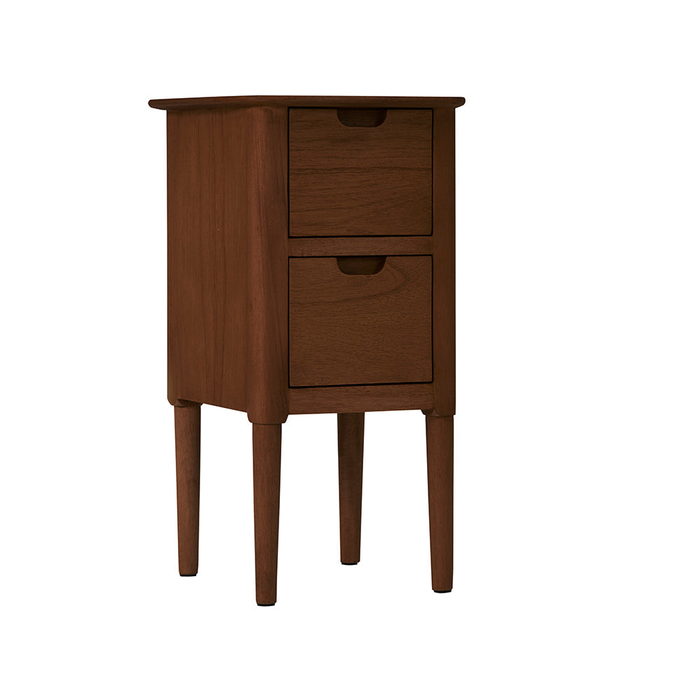 Fishe & Lilly Norway Narrow Walnut Bedside Table - White Bear Furnishings