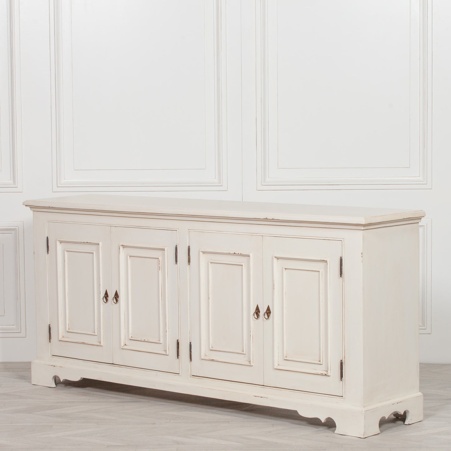 Maison Reproductions Distressed Aged White Brush Painted Classical Sideboard - OWF50
