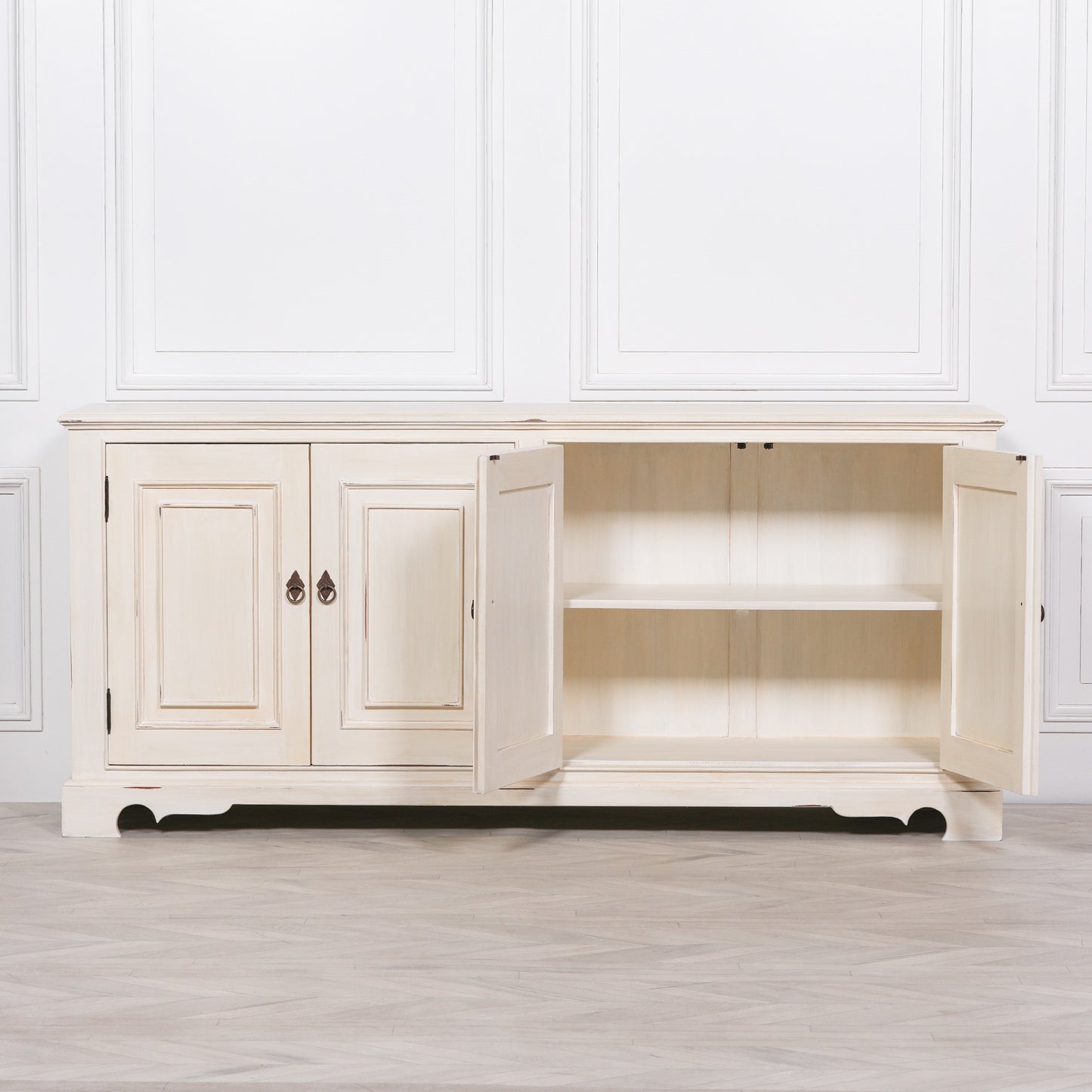 Maison Reproductions Distressed Aged White Brush Painted Classical Sideboard - OWF50