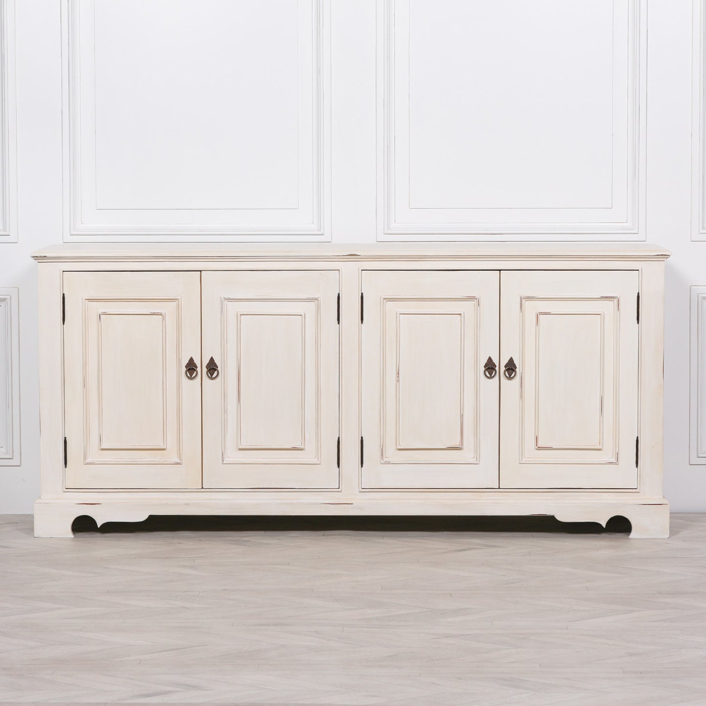 Maison Reproductions Distressed Aged White Brush Painted Classical Sideboard - OWF50